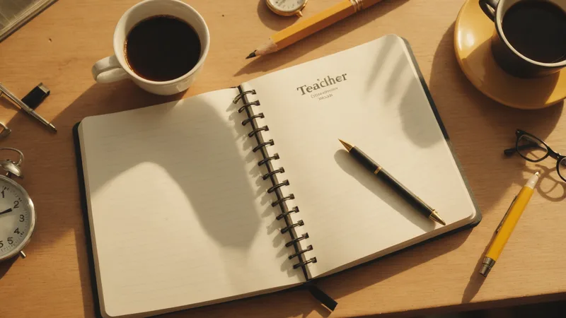 Teacher tracking prep time in a notebook